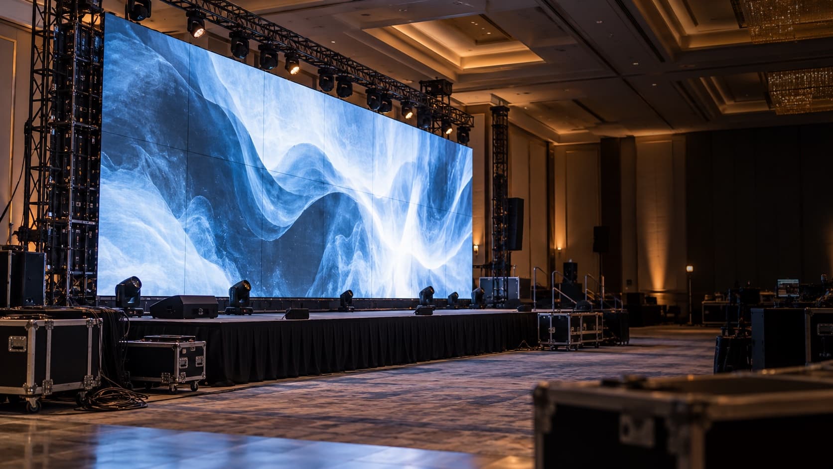 Modular LED wall in a conference room